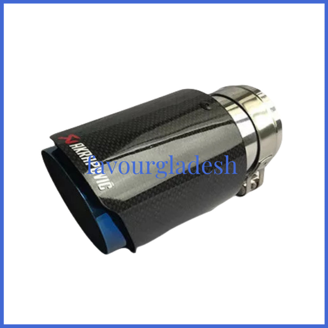 1X 3.0 76mm  3.076mm Akrapovic Glossy Carbon Fiber Exhaust tip Blue End pipe