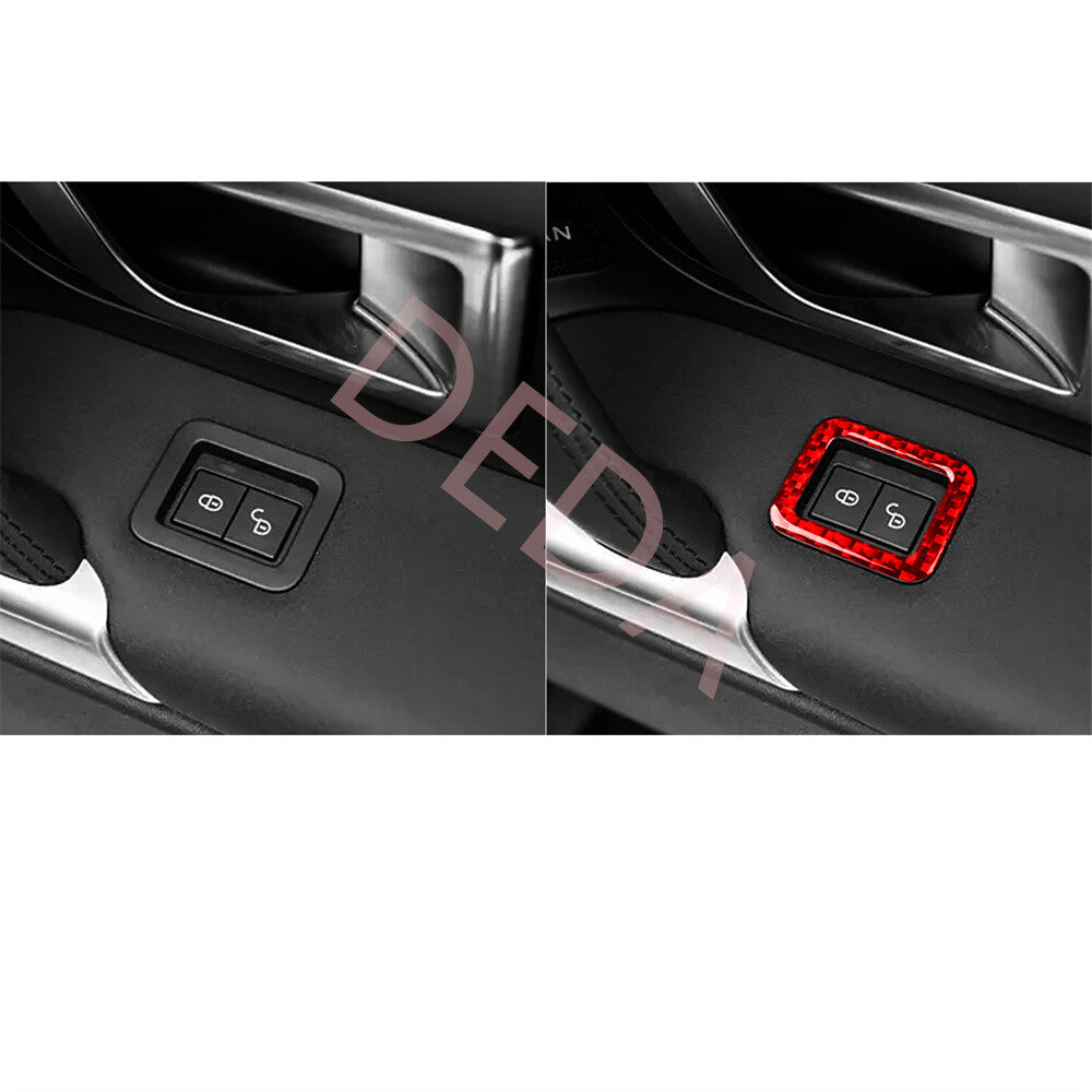 Red Carbon Fiber Door Lock Button Cover for Land Rover Discovery Sport 2015-2019