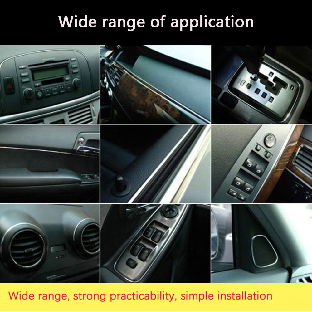Universal 3M Silver 10mm Car Moulding Trim Strip For Grille Window Door Bumper
