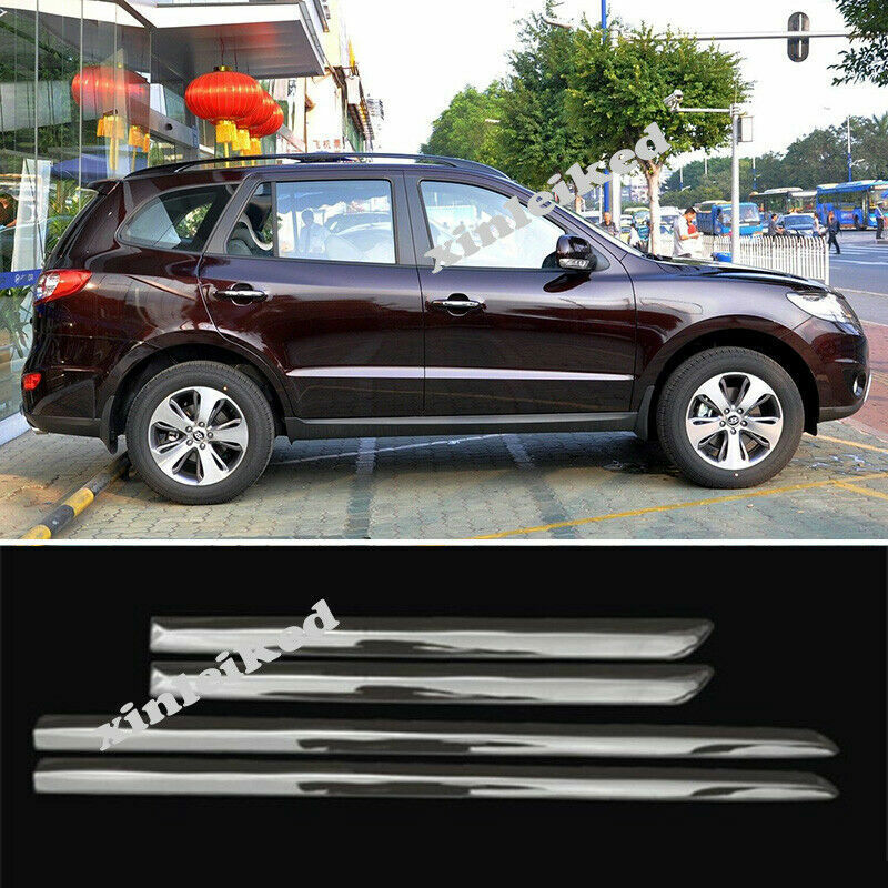Fit for Hyundai Santa Fe 2006-2012 Chrome Car Body Side Door Strip Cover Trim 4P