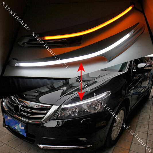 2Headlight Eyebrow DRL Daytime Light Turn Signal LED for Honda Accord 2008-2012