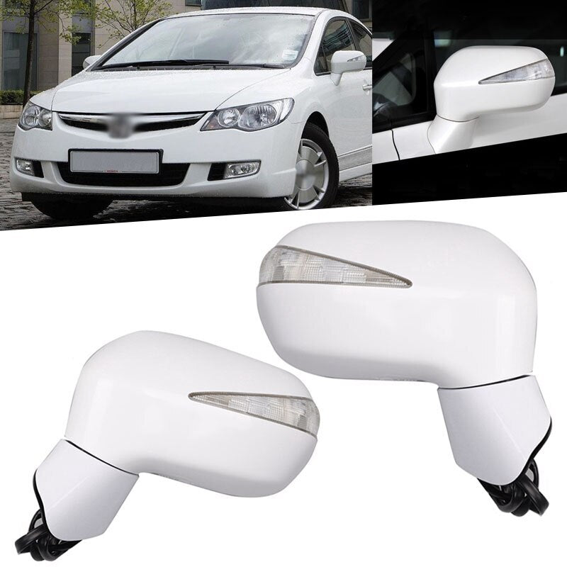 Pair Side Rearview Mirror Assy LED 5-PINS for HONDA for CIVIC FA1 FD1 FD2 2006-2011