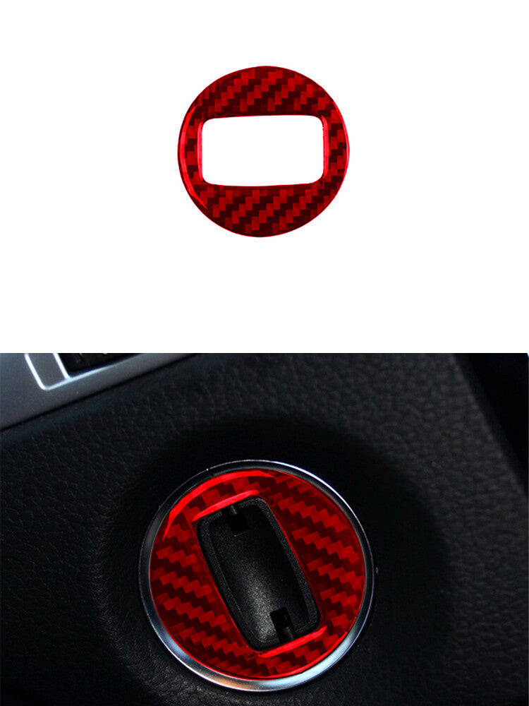 Red Key Hole Switch Trim Cover Decoration Carbon Fiber for VW Touareg 2011-2018