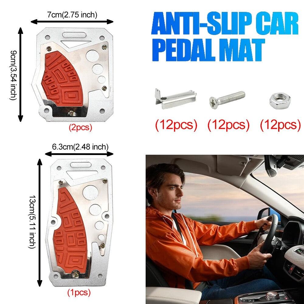 3x MT Car Pedal Pads Auto Sports Clutch Brake Pad Cover Nonslip Foot Pedals Red