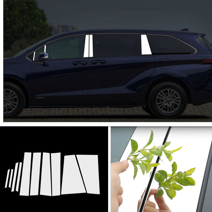 10P For 2021-2022 for Toyota for Sienna Chrome Window StripsDoor Pillar Post Trim Cover