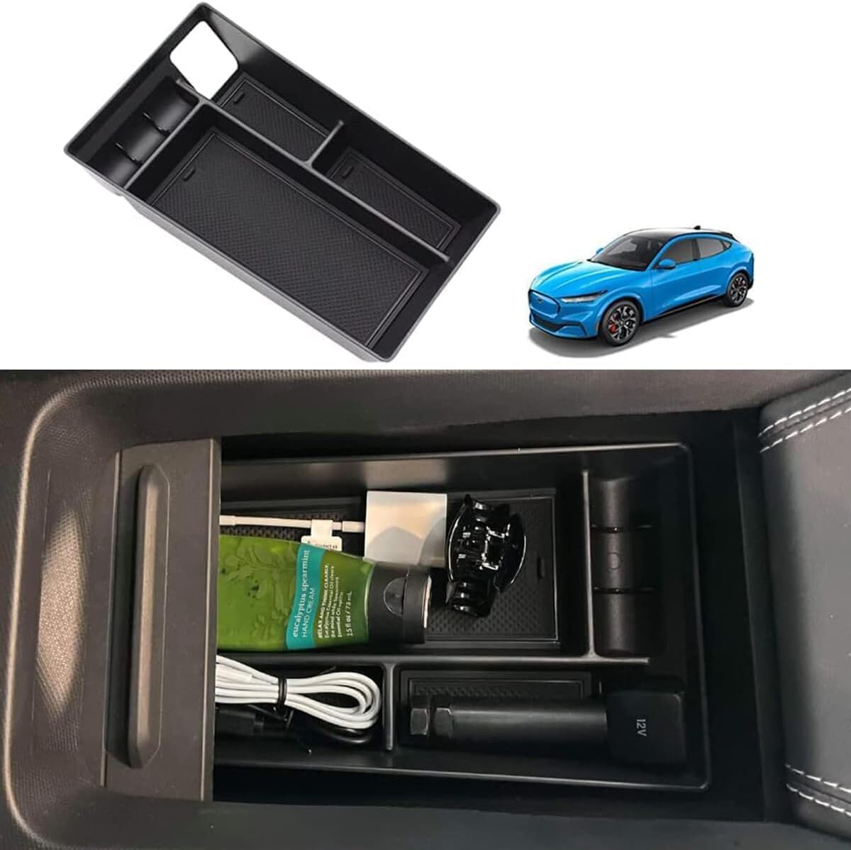 Car center armrest storage tray organizer for 2021-2024 for Ford for Mustang Mach-E
