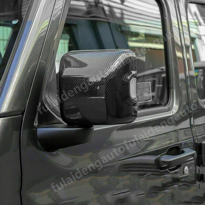 Carbon Fiber Side Door Rearview Mirror Cover Trim for Jeep for Wrangler JL 2018-2021