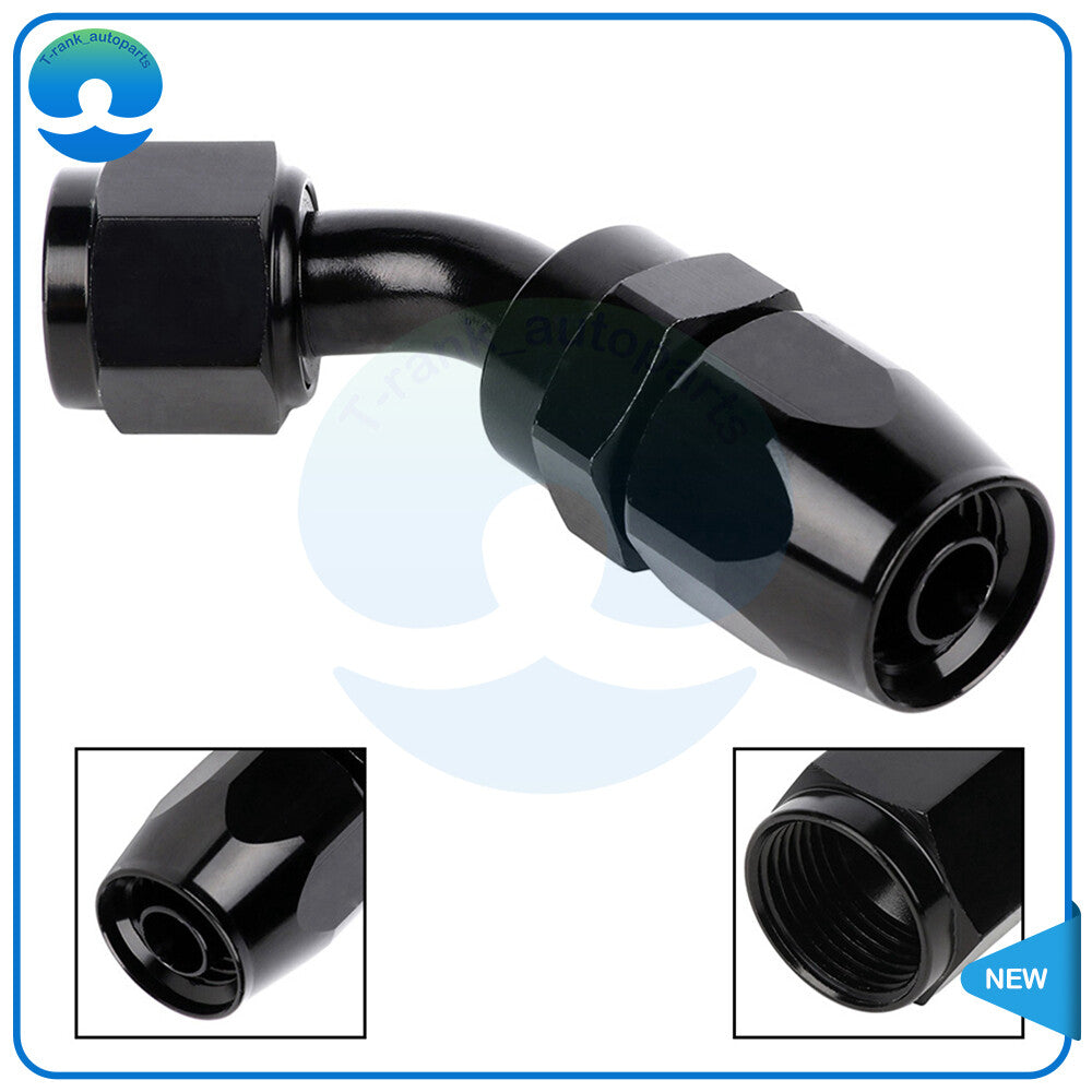 8AN 45 Degree Swivel Hose End Black Fitting Adapter For Oil/Fuel/Gas Hose Line