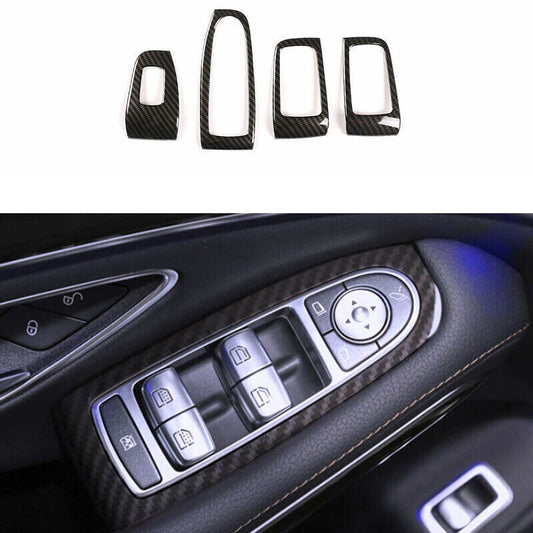 for Benz S-Class 2014-2020 ABS Carbon Fiber Window Lift Panel Switch Cover Trim