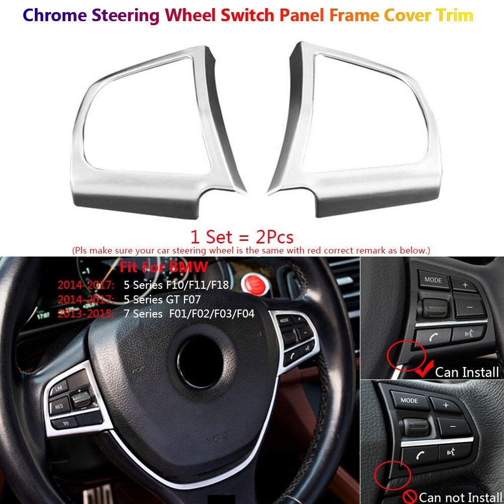 2x for BMW 5 7 Series F10 F07 F01 Car Interior Steering Wheel Button Cover Trims