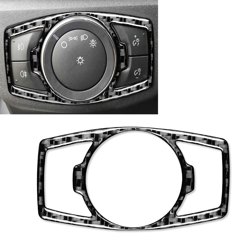 for Ford Mondeo 2013-2019 Headlight Switch Control Panel Trim Carbon Fiber Black