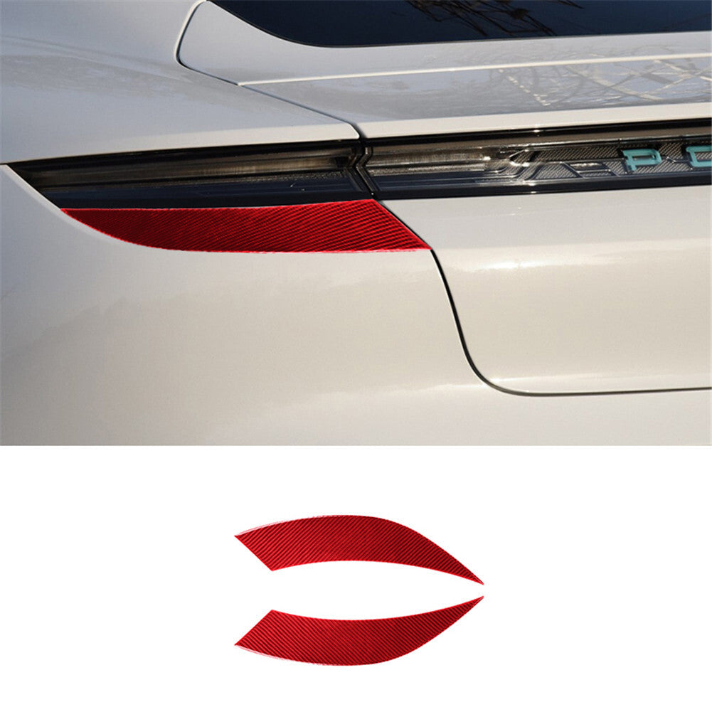 Red carbon fiber rear taillight eyebrow trim for Porsche Taycan