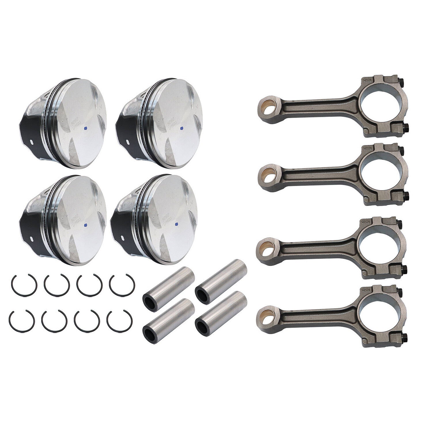 4x Pistons Rings 12578324  ConRods 12654958 for Buick for Chevrolet for GMC for Saturn 2.4L