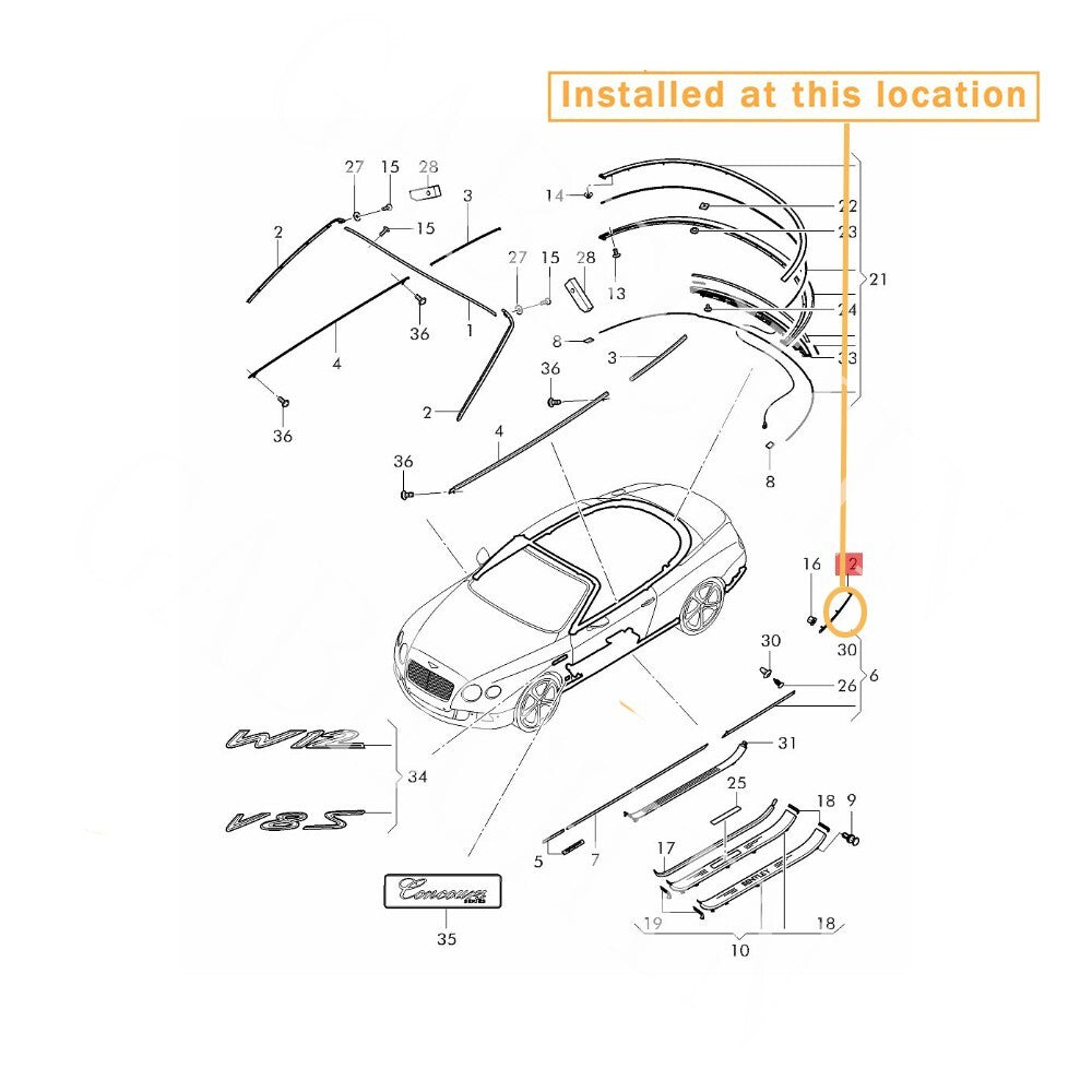 Equipment Manufacturer ( ) kit for Bentley GTC rear-engine Chromie TRIM: 3W3807819B 3W3807820B