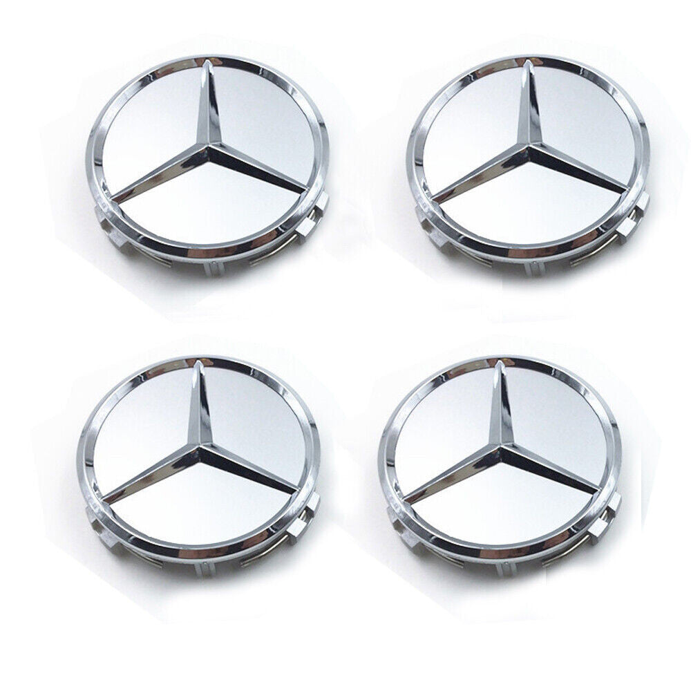Wheel center hubcap badge 4-piece silver badge 75mm for CE63 AMG