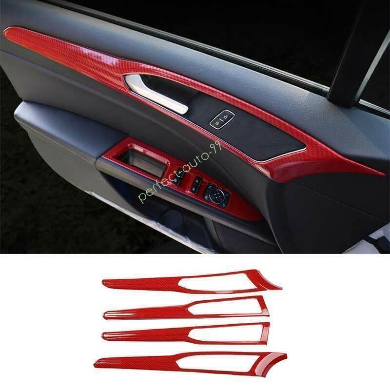 for Ford Mondeo/Fusion 2013-2020 Red Carbon Fiber Inner Door Panel Strip Trim 4X