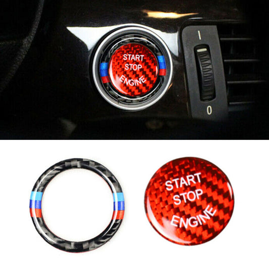 Carbon Fiber Engine Start Stop Switch Button Cover Trim for BMW E90 E87 E60 E70