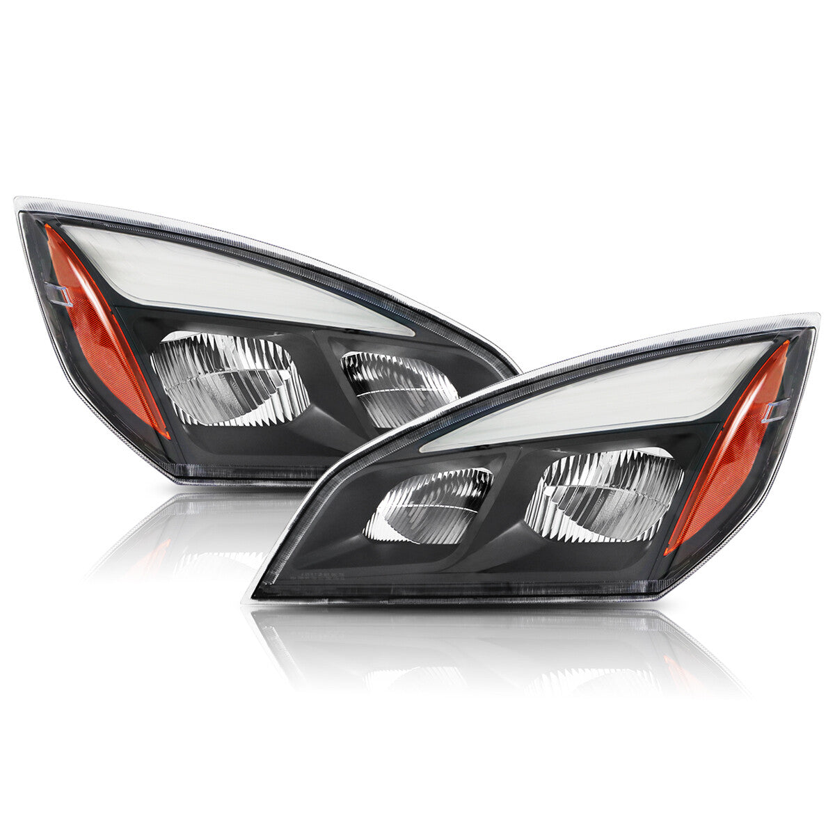 For 2018-2022 for Freightliner Cascadia Full LED Black Housing Headlights Headlamps