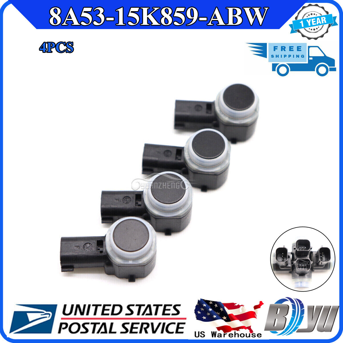 4PCS Black 8A53-15K859-ABW for Ford Focus Explorer Bumper Parking PDC Aid Sensor