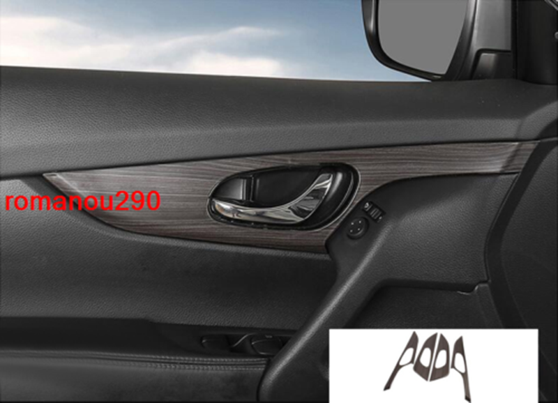 for Nissan Rogue 2017-2020 Wood Grain Color Inner Door Armrest Panels Trim Cover