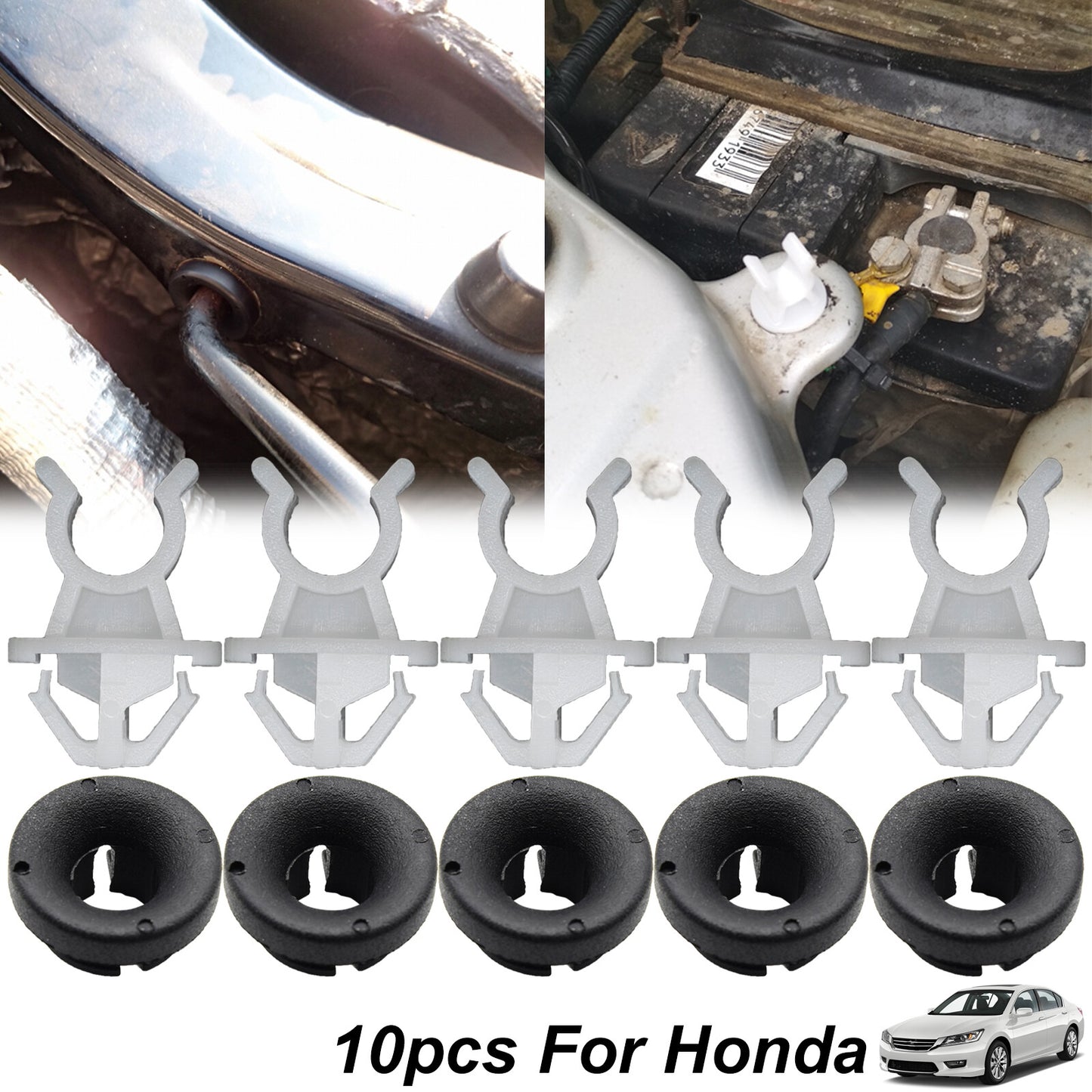 10x Bonnet Rod Hood Support Prop Clip for Honda Fit Prelude for Civic HRV W/ Grommet