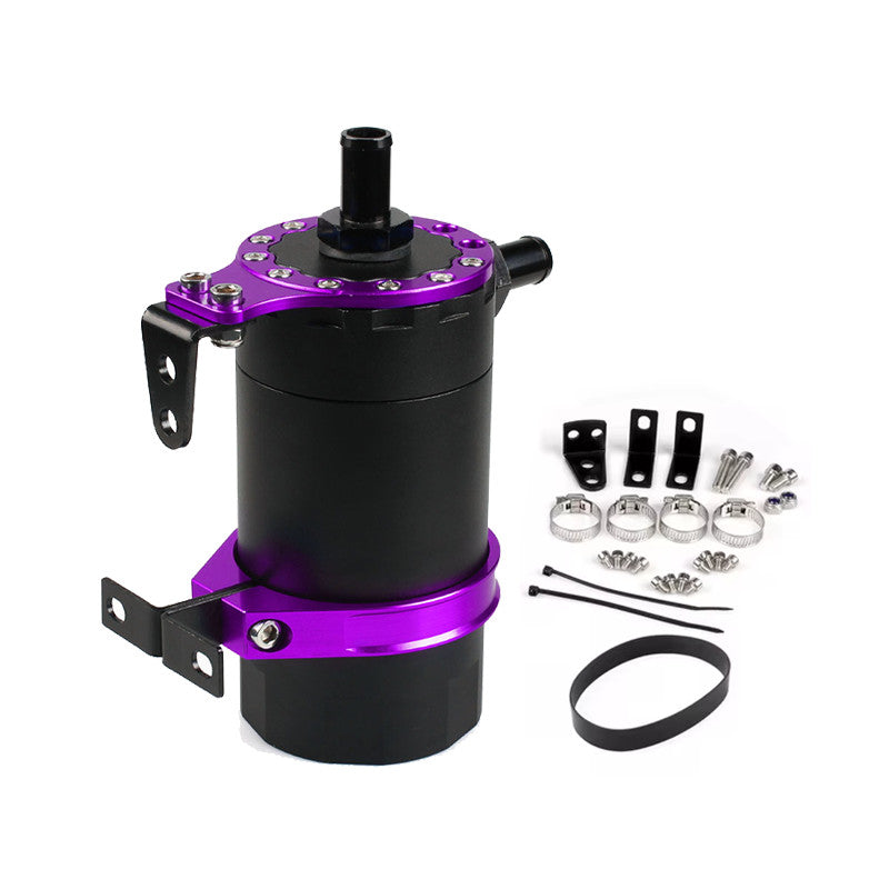 Purple Universal Car Round Oil Tank Baffled Aluminum Oil Catch Can Resevoir Tank