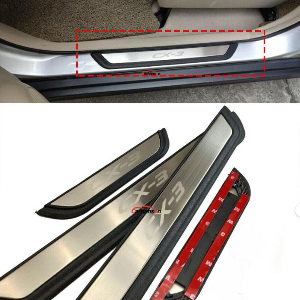 for Mazda CX-3 2023 Car Accessories Door Sill Protector Scuff Plate Guard Parts