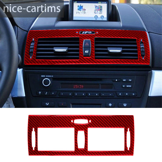 Red Carbon Fiber Inner Center Air Vent Outlet Cover Fit for BMW X3 E83 2004-2010