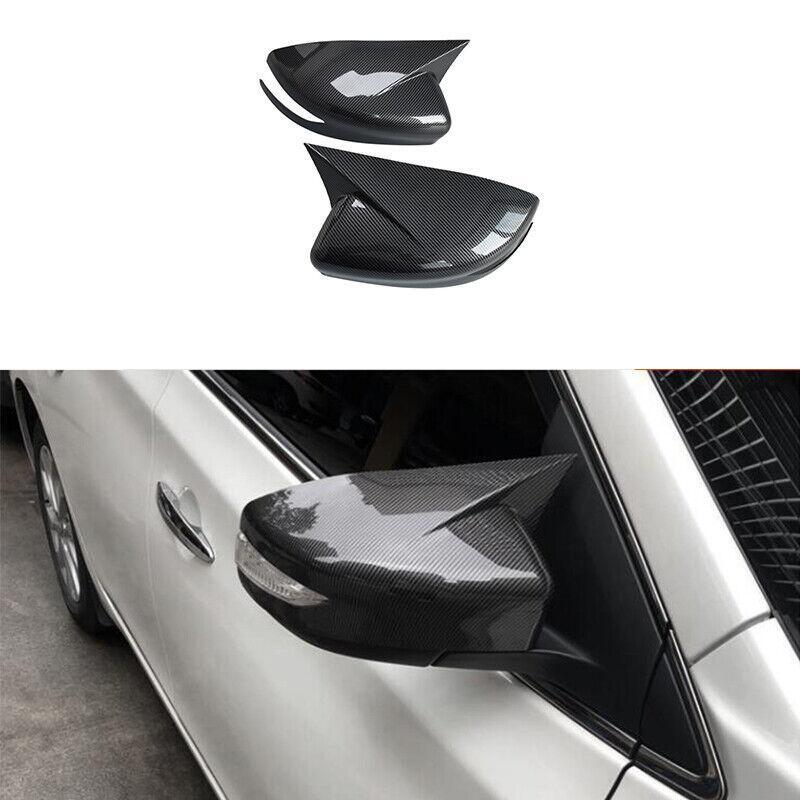 Carbon Fiber OX Horn Rear View Mirror Cover Trim 2pc for Nissan Maxima 2016-2021