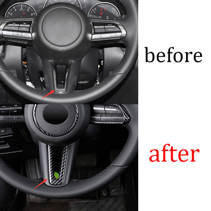 for Mazda CX-30 2020-2024 Carbon Fiber Style Steering Wheel Sheet Cover Trim 1X