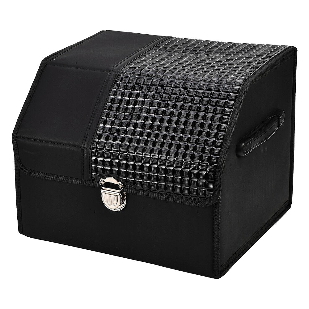 Car Trunk Organizer Luxury Foldable Car Boot Tidy Storage Box with Lid Black