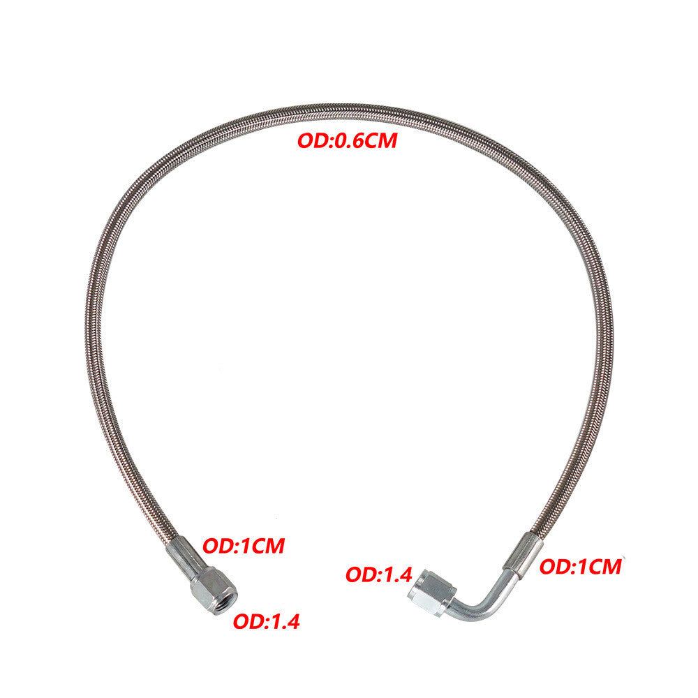 48 Turbo Oil Feed Line Steel Braided PTFE Line 4AN 90° Straight Hose End Teflon