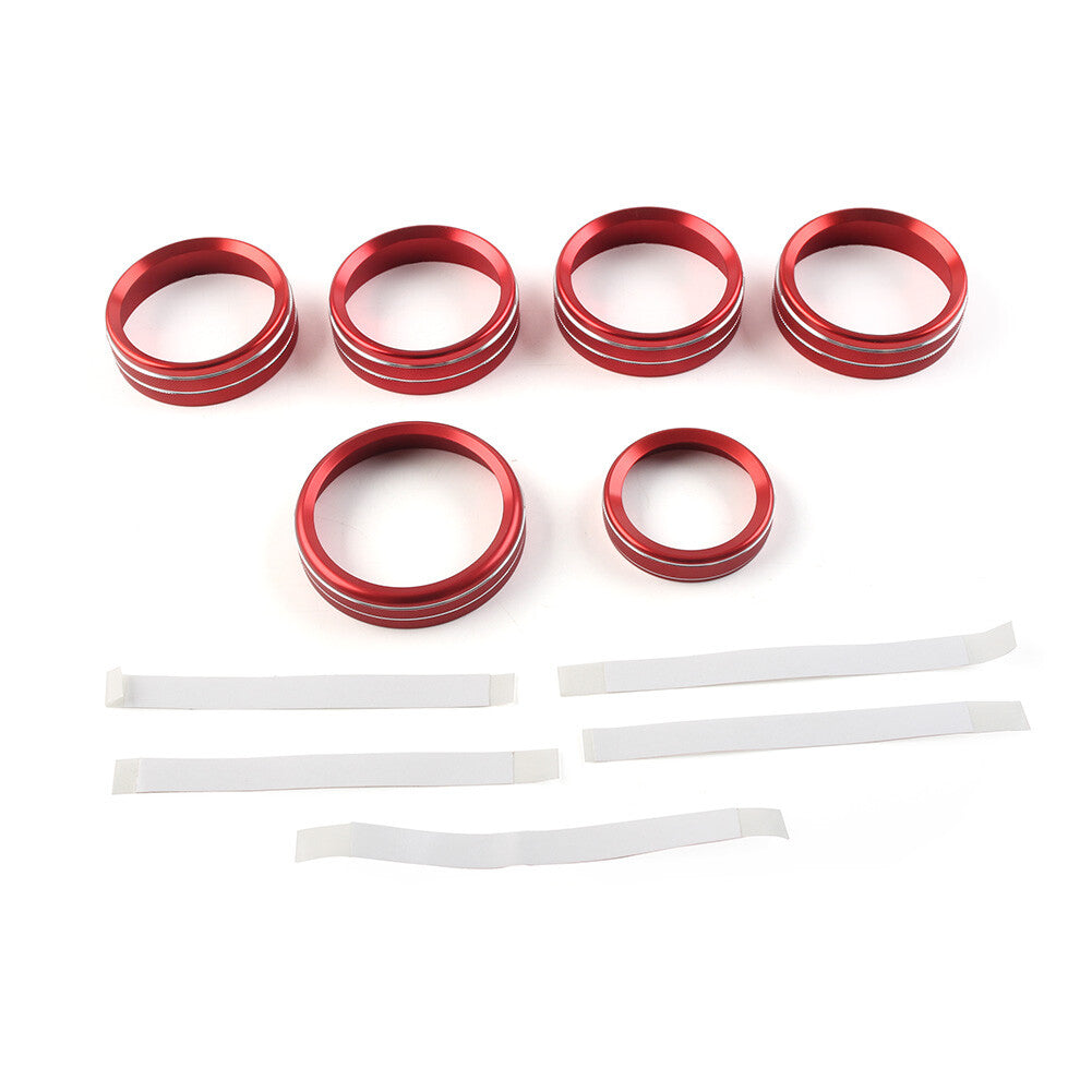 6x Air Conditioner Switch CD Button Ring Knob Trim for Ford F150 XLT 2015-20 Red