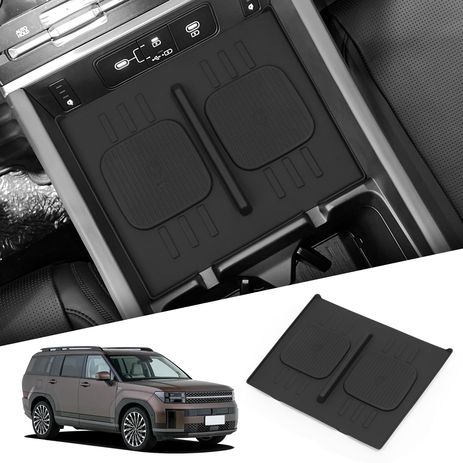 for Hyundai Santa Fe 2024 2025 Anti-Slip Pad Center Console Wireless Charger