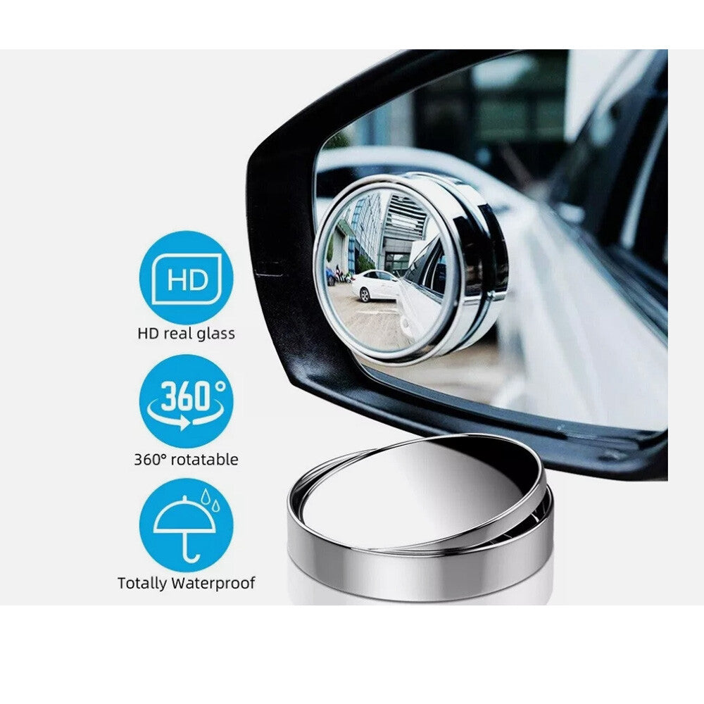 2x Blind Spot Mirrors Adjustable Round HD Glass Convex Side Rear View Mirror Car