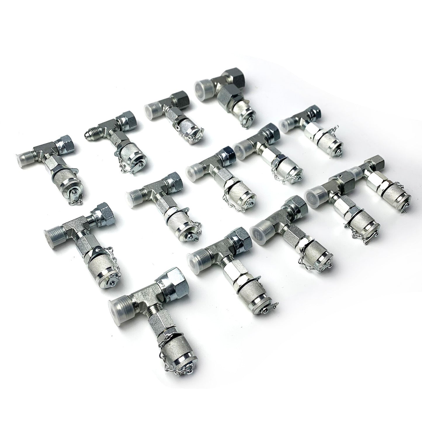 14Pcs Tee Fittings Connector Set For Hydraulic Pressure Gauge Test Tool Kit