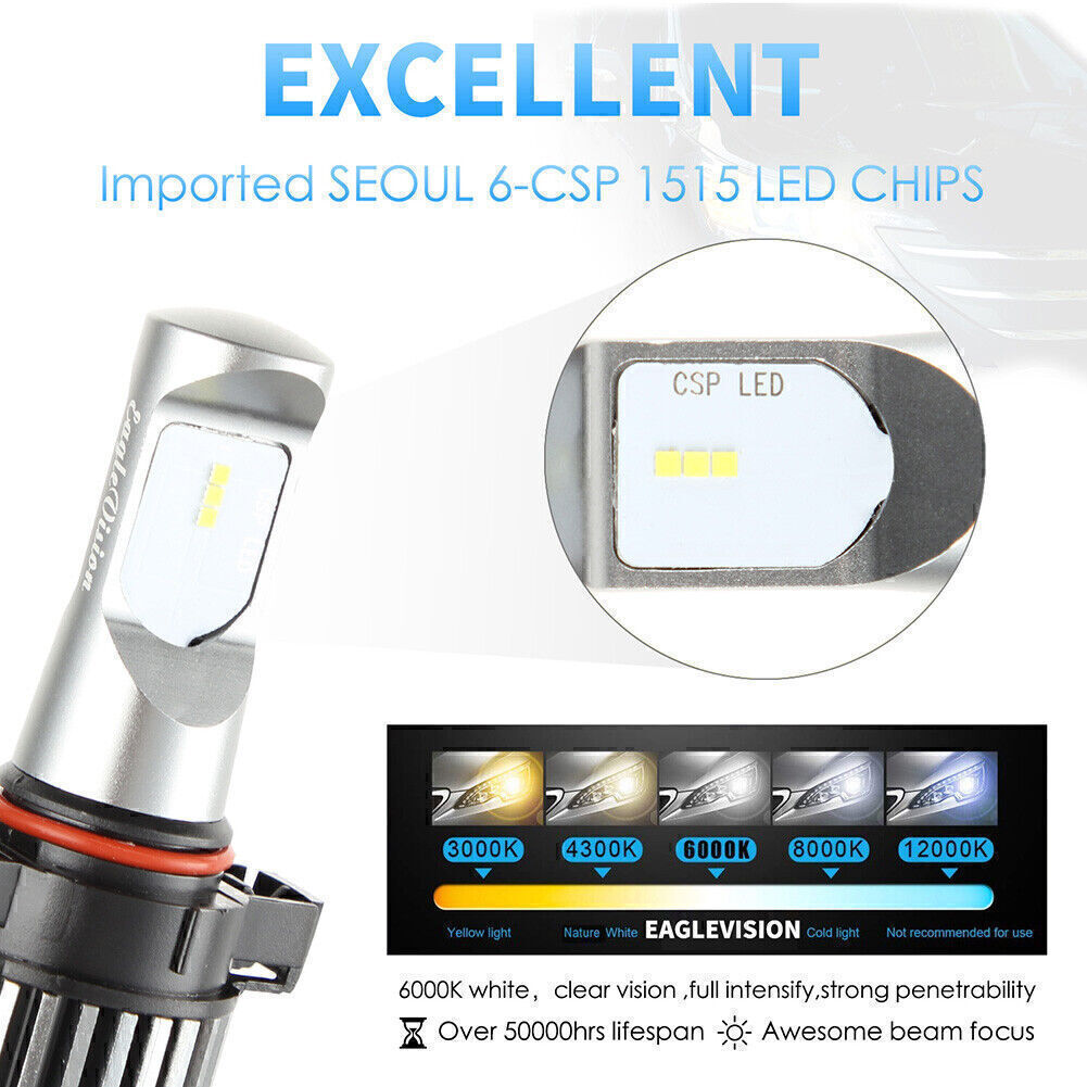 2x Xenon White PS24W H16 5202 LED Fog Lights Bulbs Car Driving Lamp Universal