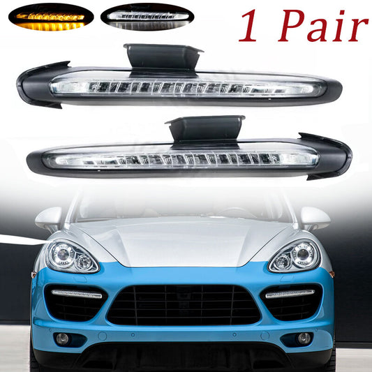 A pair of LED DRL daytime running lights for Porsche for Cayenne 958 Turbo Style 2011-2018