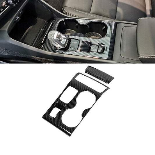 for Volvo XC40 2019-21 Carbon Fiber ABS Middle Console Gear Shift Panel Trim 2x