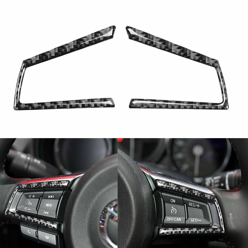 Carbon fiber internal steering wheel button cover suitable for MX-5 Miata 2009-15