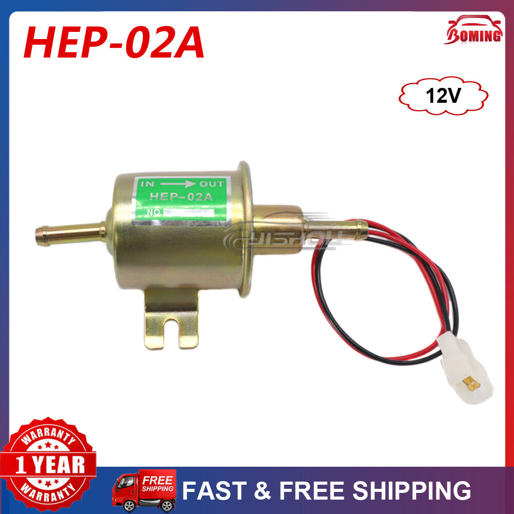 12V Inline Low Pressure Electric Fuel Pump Universal 2.5-4PSI Gas Diesel HEP-02A