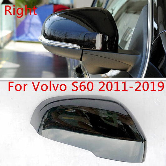 Black Right Side Rearview Door Mirror Cover Shell Cap for Volvo S60 2011-2019