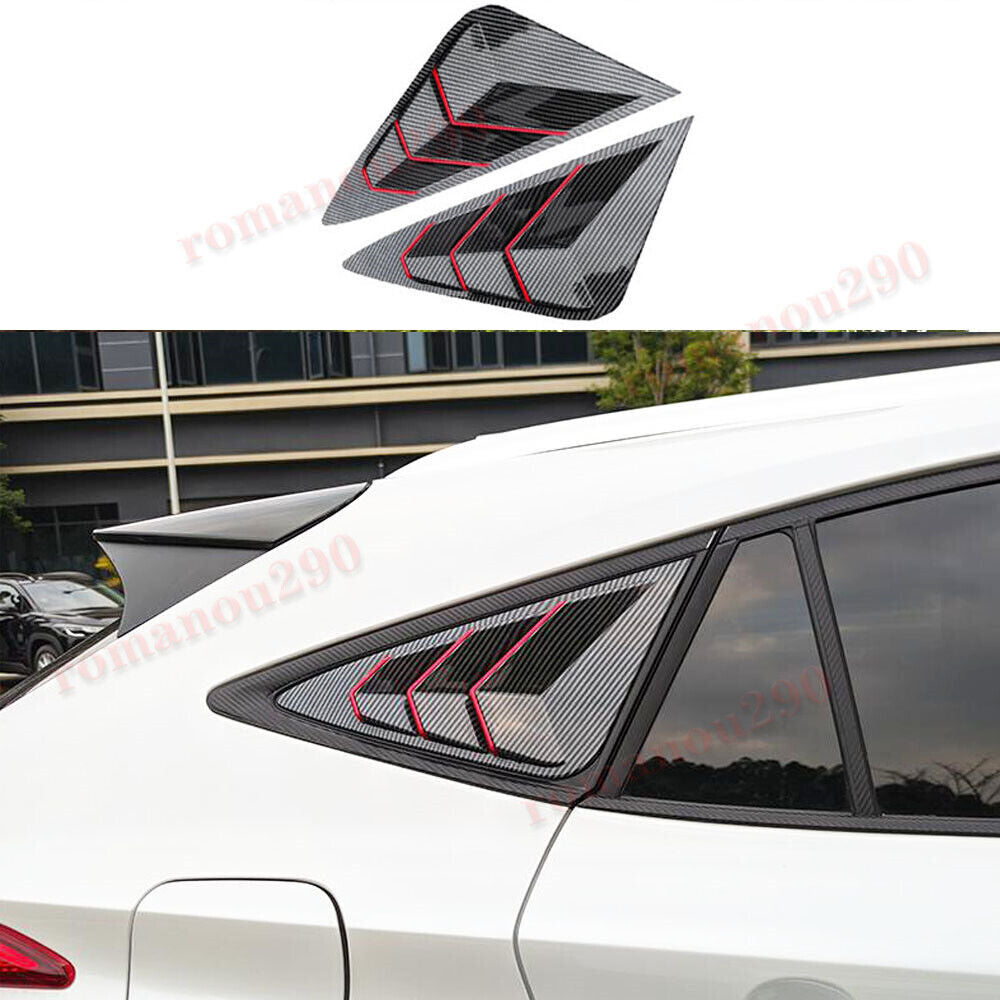 for Toyota Venza 2021-2023 ABS Red+Carbon Fiber Rear Side Window Vent Cover Trim