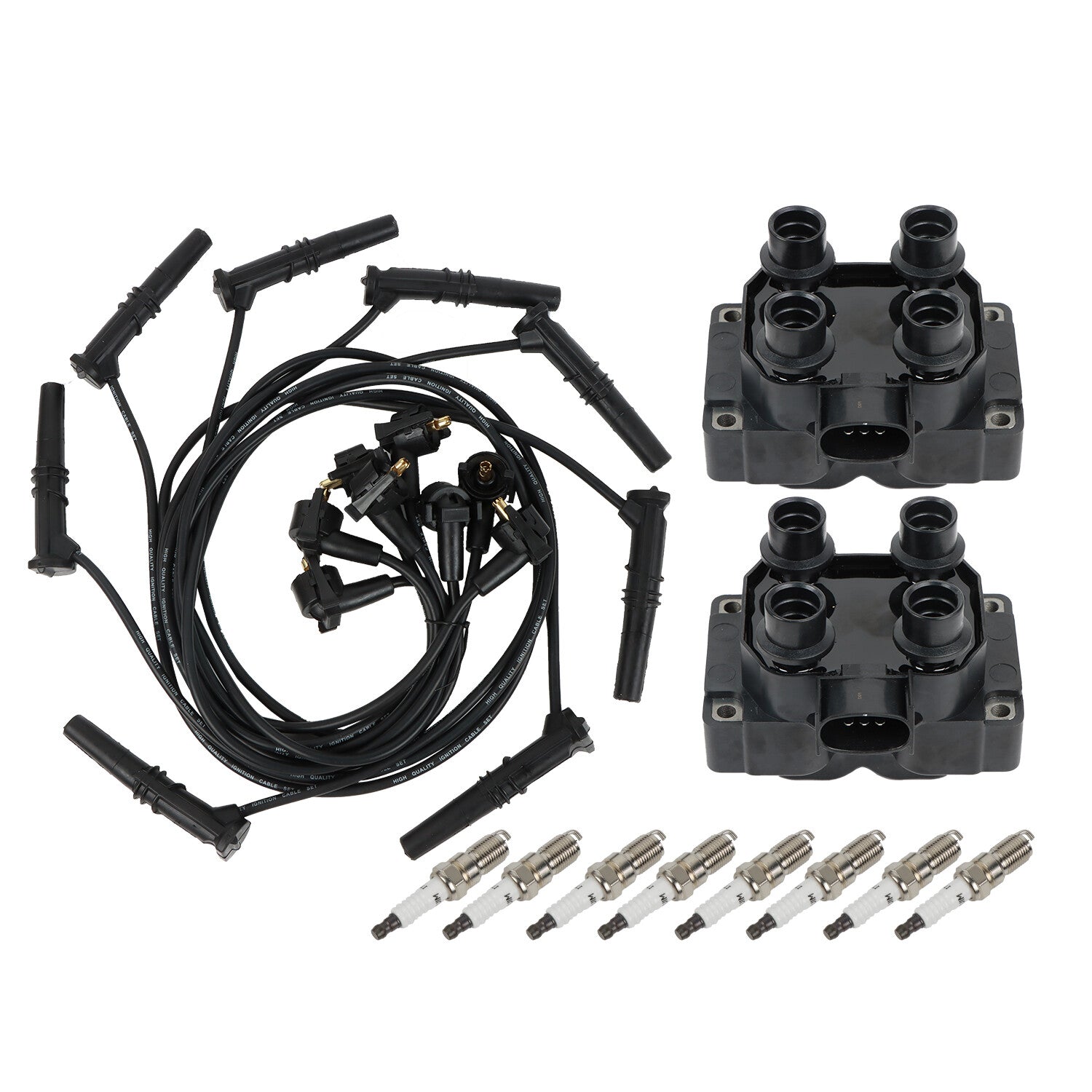 Ignition Coil  Spark Plugs +Wires for Ford Ranger F150 for Lincoln for Mercury V8 FD487
