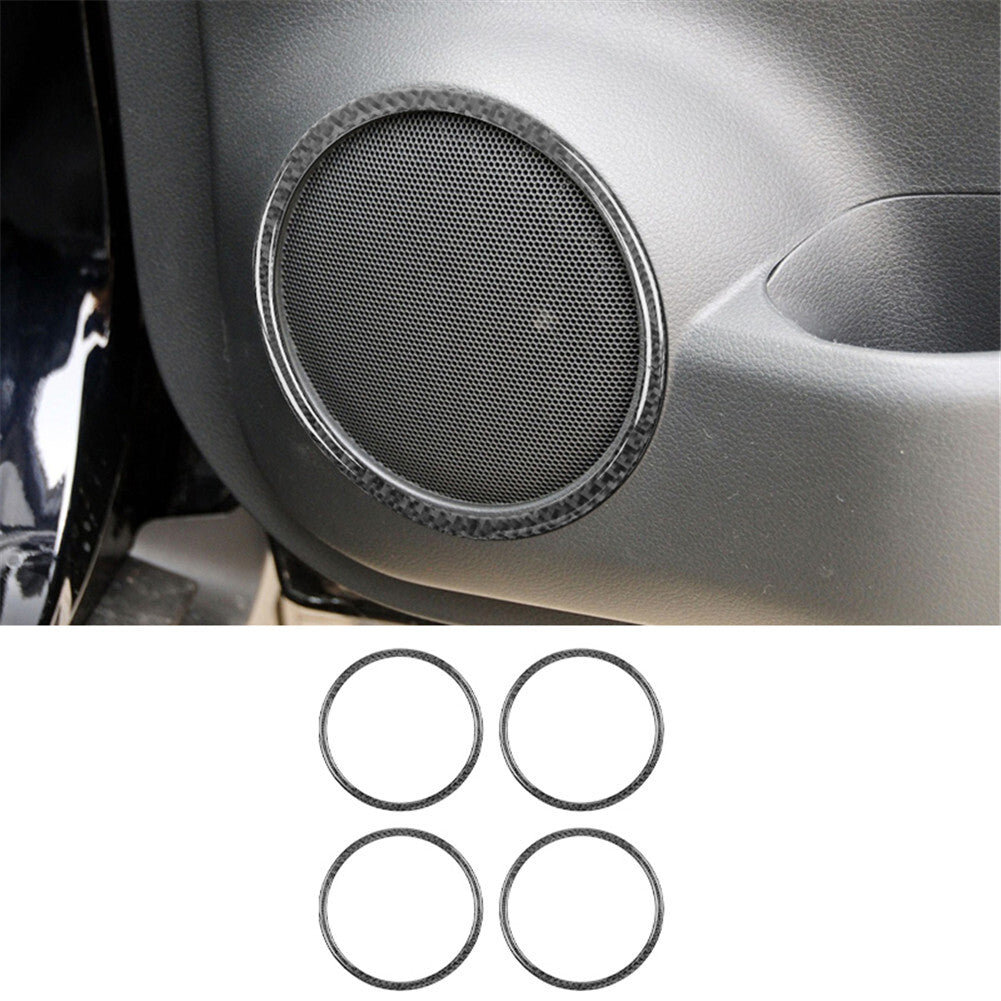 4Pcs Carbon Fiber Door Speaker Ring Cover Trim for Nissan Rogue 2014-2016