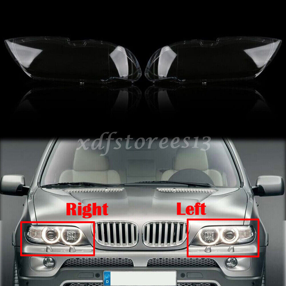 LeftRight Headlamp Headlight Cover Lens Plastic Shell for BMW for X5 E53 2004-2006