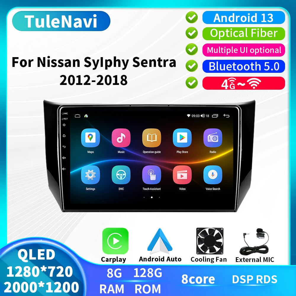 for Nissan Sylphy B17 Sentra 2012-2018 Car Radio Auto CarPlay Screen GPS Player