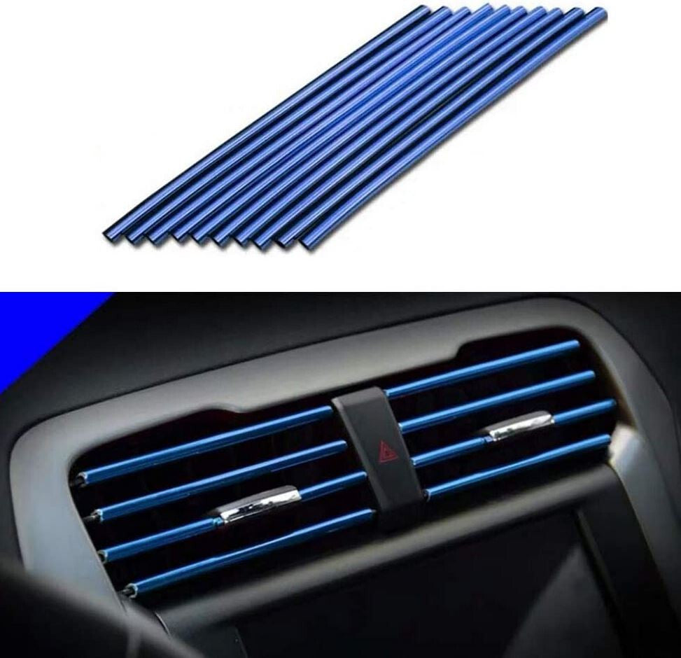 10-piece car air conditioning socket decorative molding trim strip in blue for Chevrolet