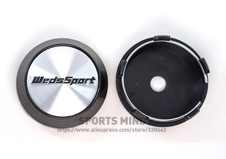 4-piece set of 60mm Weds Sport wheel caps, rim caps, wheel center caps, badges, logos, silver TE37