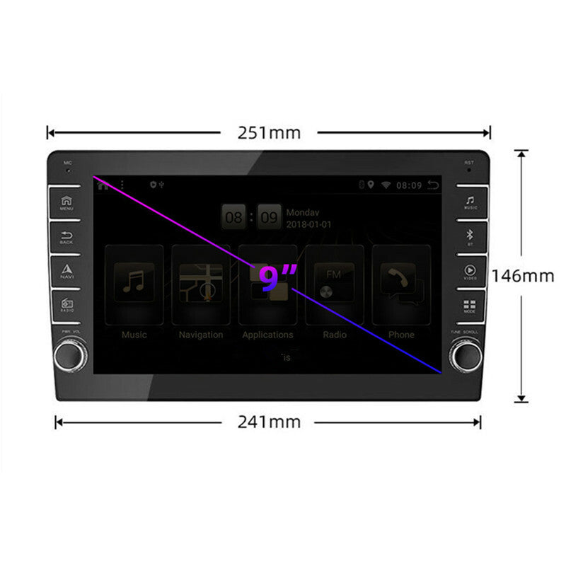 9inch Car Stereo Radio Mirror Link Touch Screen Button Knob GPS Wifi Navigatioon